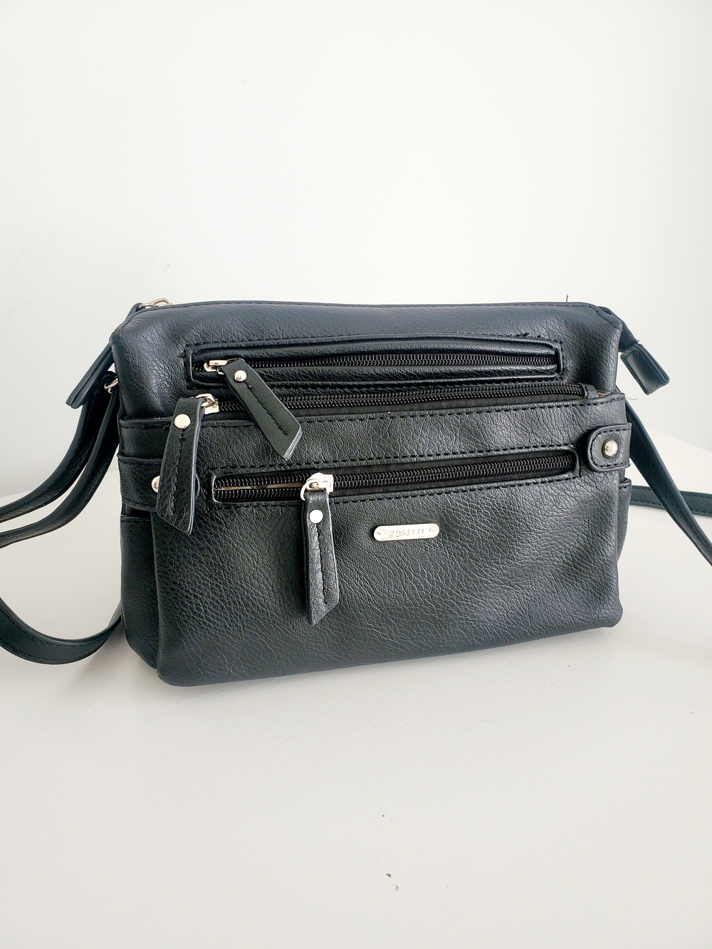 Rosetti Black Faux Leather Multi-Zip Crossbody